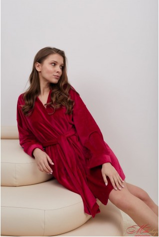 Чудовий теплий халат Your Touch VL-5900 малиновий